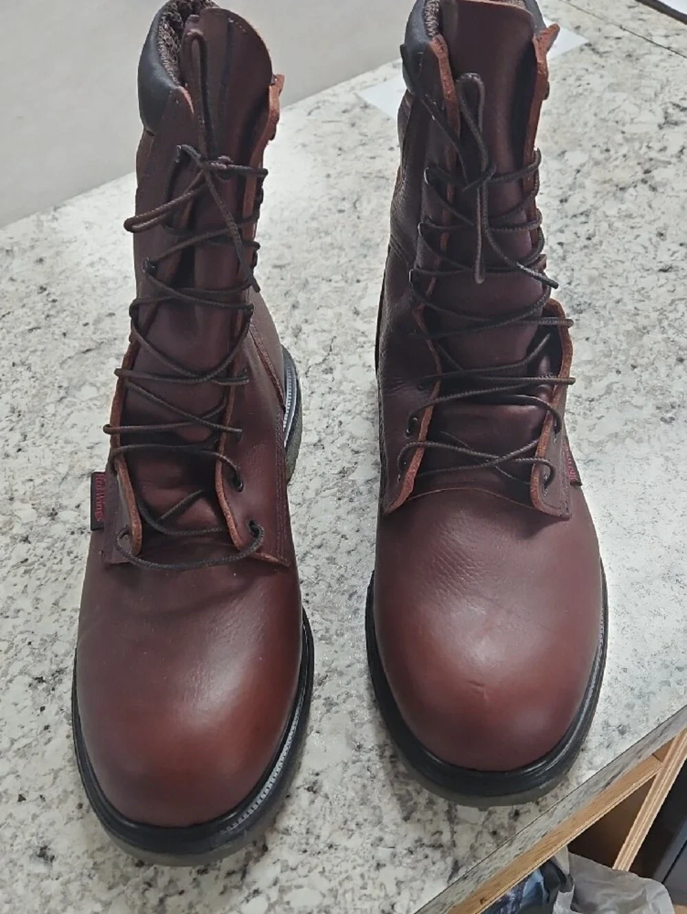 Red Wings Brown Leather Men's Work Boot — Durable Lace-Up Construction
